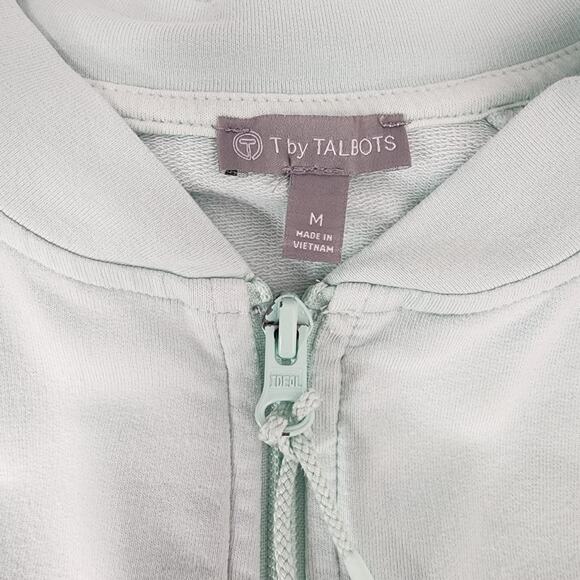 T by Talbots Womens Full Zip Athletic Jacket Medium Mint Green Stretch Pockets - Picture 8 of 9
